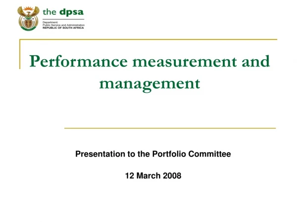 Performance measurement and management