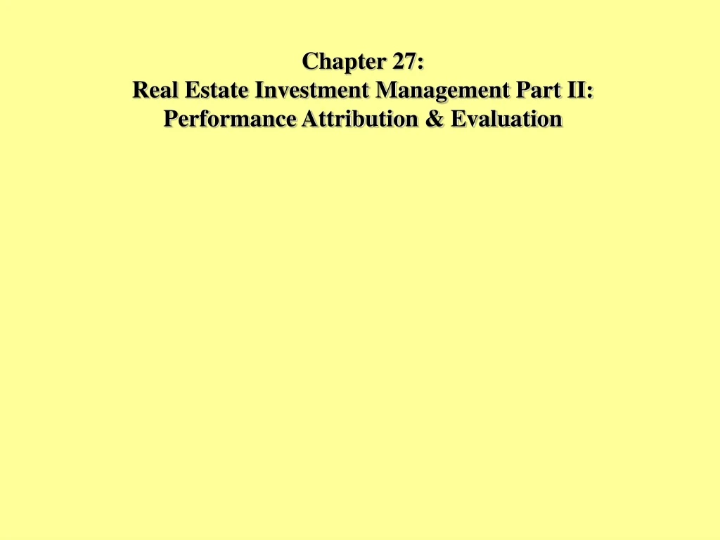 chapter 27 real estate investment management part