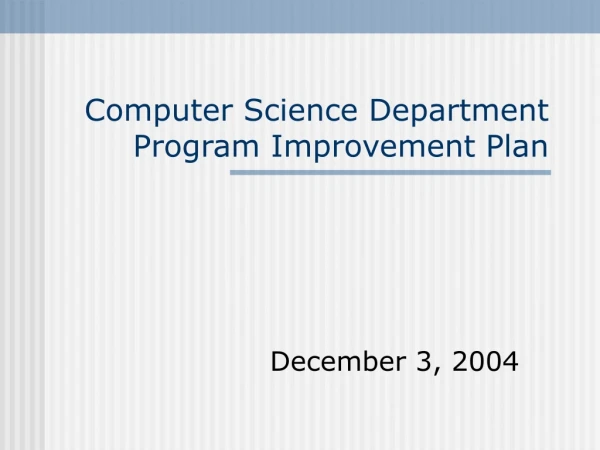 Computer Science Department Program Improvement Plan