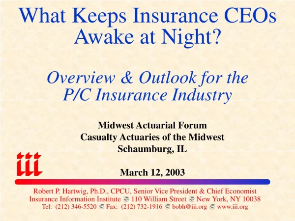 What Keeps Insurance CEOs Awake at Night? Overview &amp; Outlook for the  P/C Insurance Industry