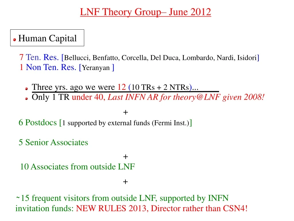 lnf theory group june 2012