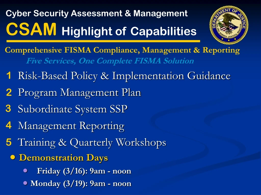 cyber security assessment management csam