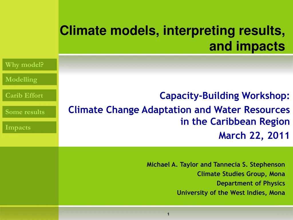 climate models interpreting results and impacts