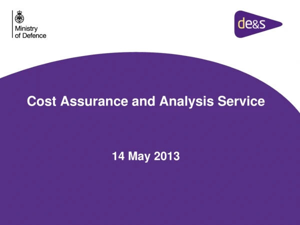 Cost Assurance and Analysis Service 14 May 2013