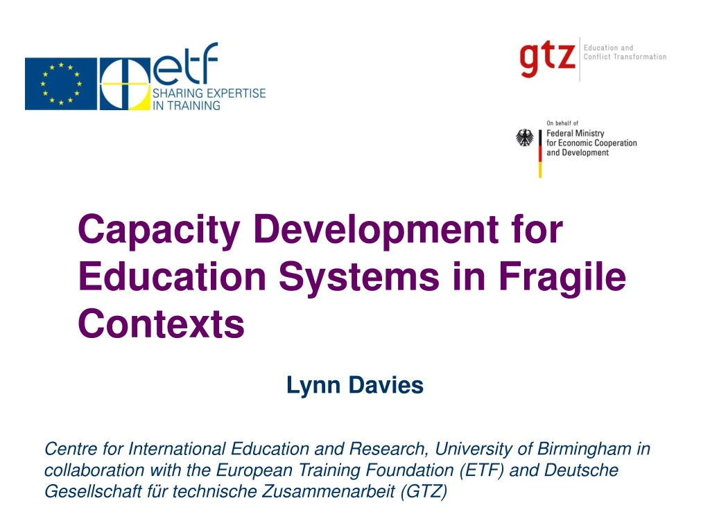 capacity development for education systems in fragile contexts