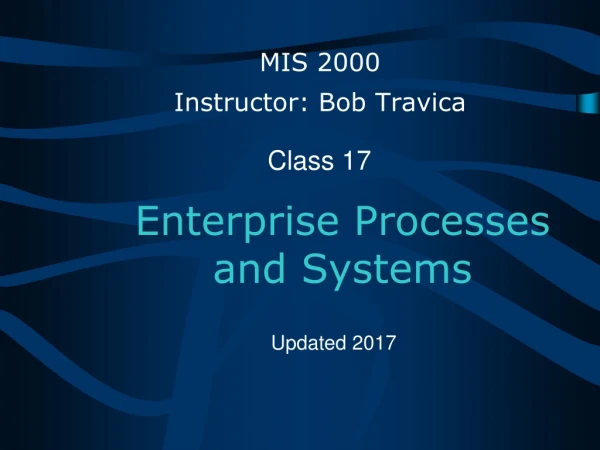 Enterprise Processes  and Systems