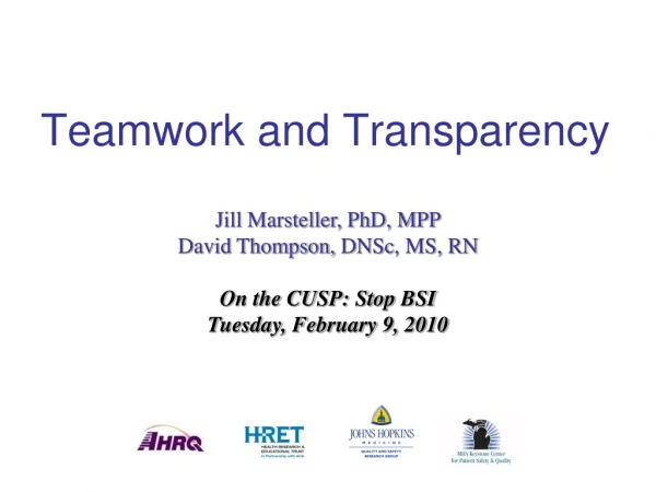 Teamwork and Transparency