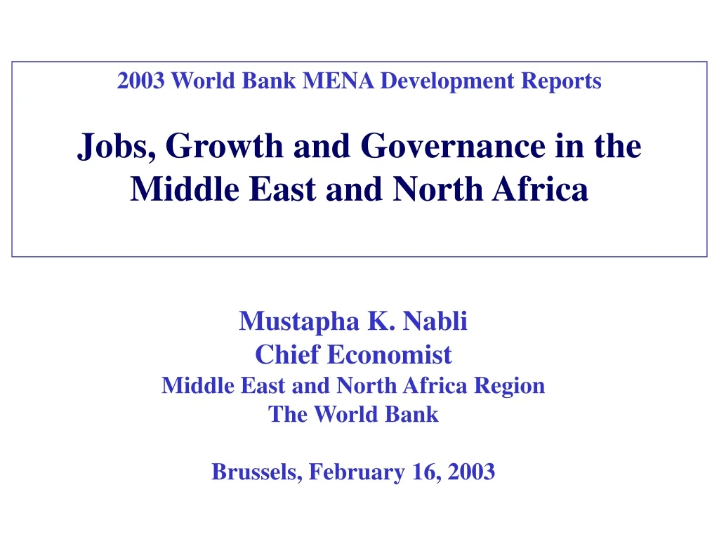 2003 world bank mena development reports jobs