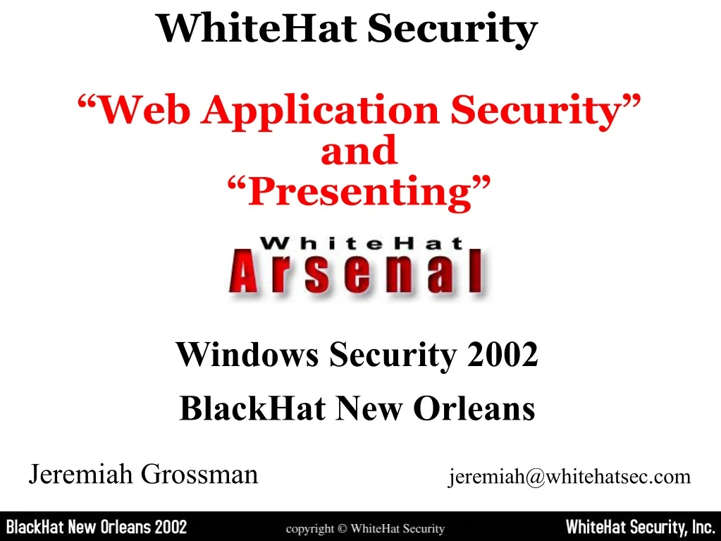 whitehat security web application security and presenting