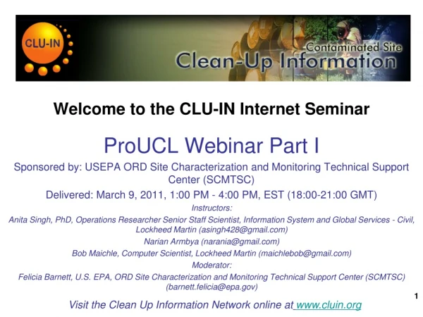 Welcome to the CLU-IN Internet Seminar