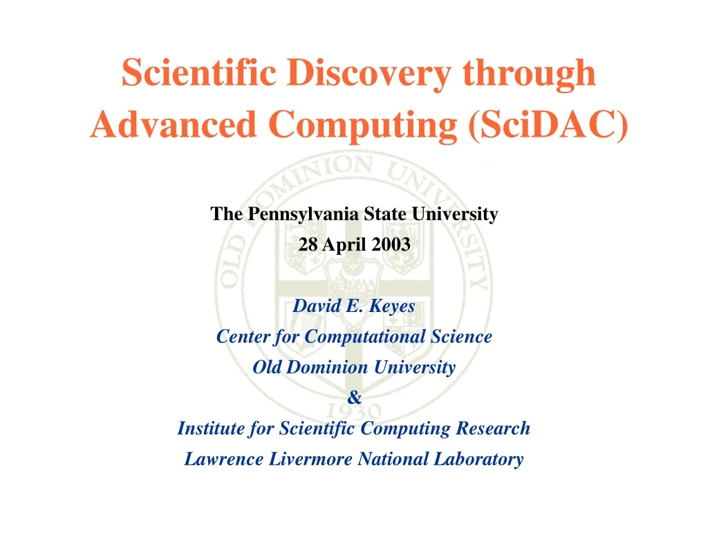 scientific discovery through advanced computing