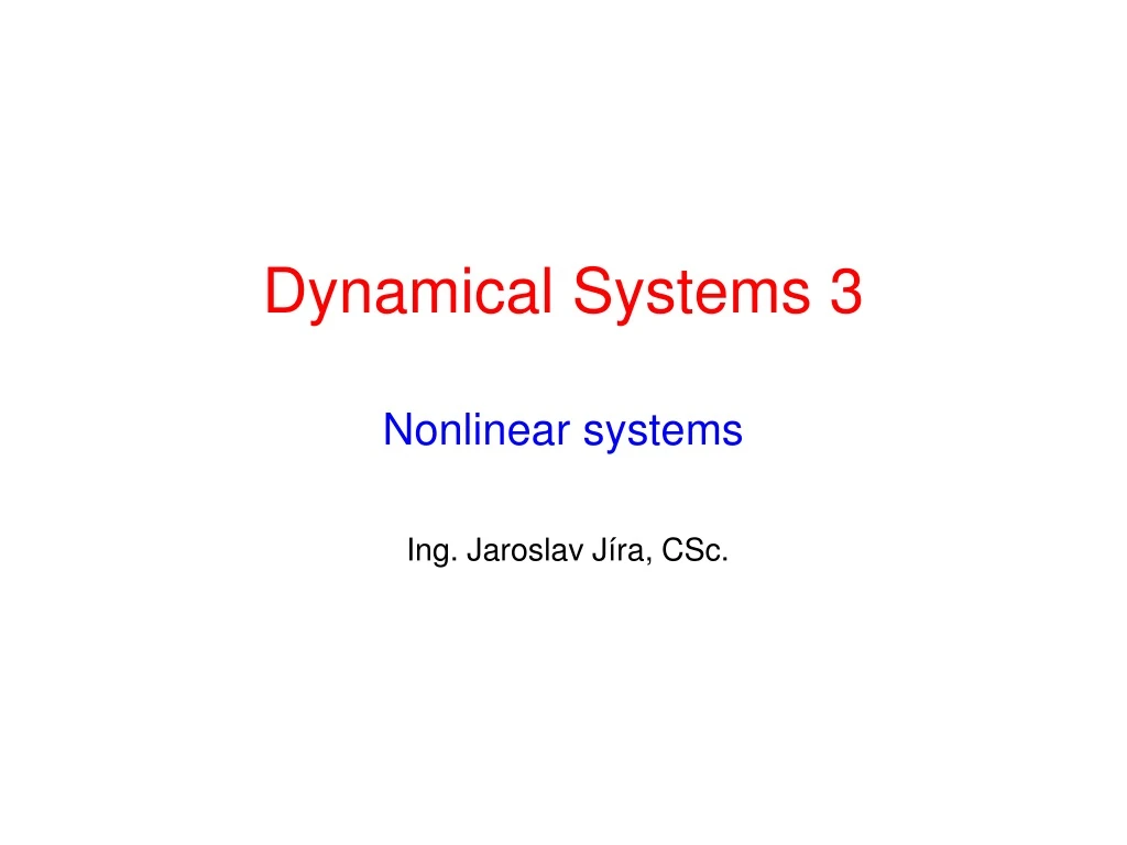 dynamical systems 3 nonlinear systems