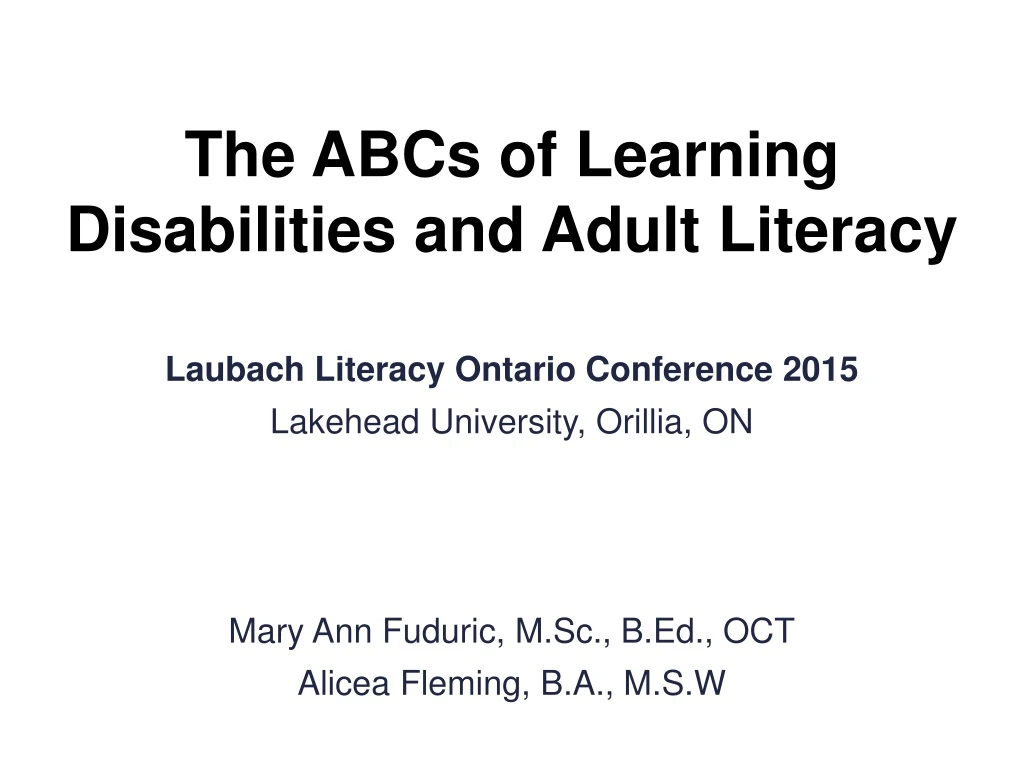 the abcs of learning disabilities and adult