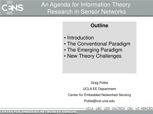 An Agenda for Information Theory  Research in Sensor Networks
