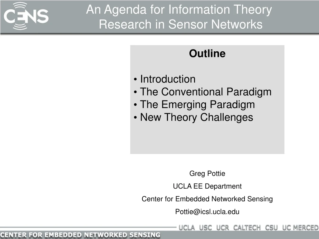 an agenda for information theory research