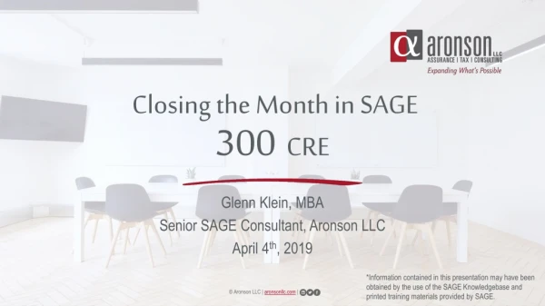 Closing the Month in SAGE   300   CRE