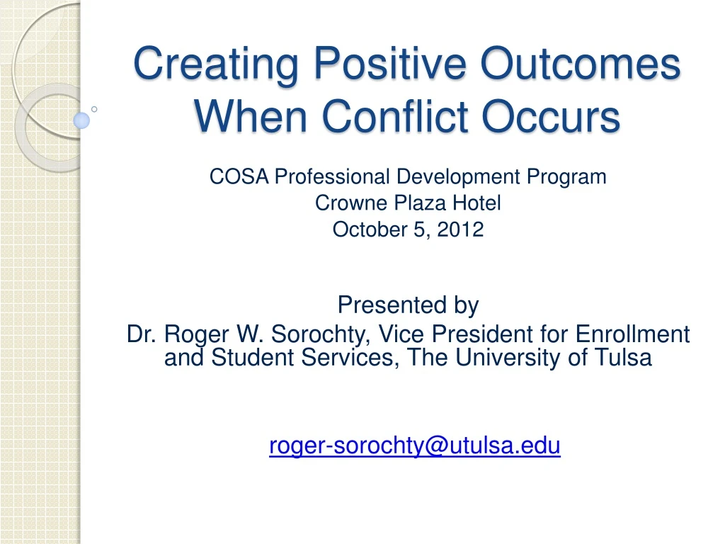 creating positive outcomes when conflict occurs