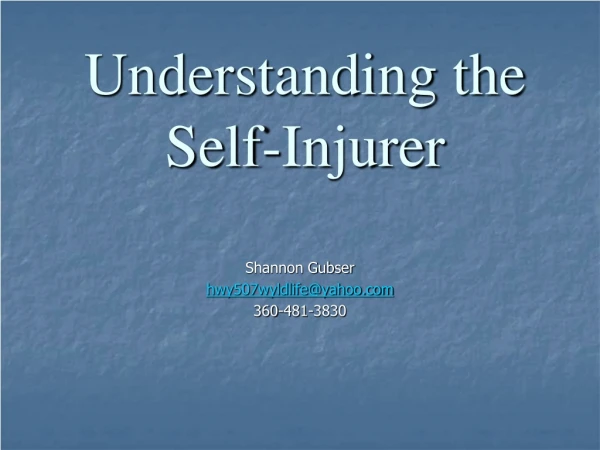 Understanding the  Self-Injurer