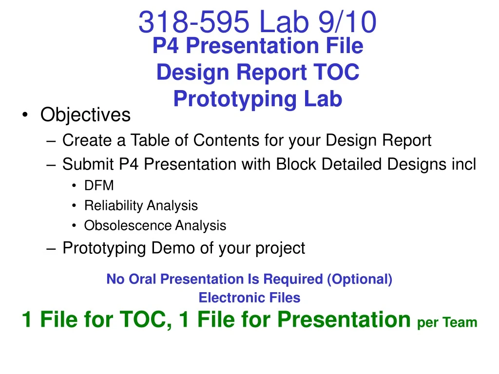 p4 presentation file design report toc prototyping lab