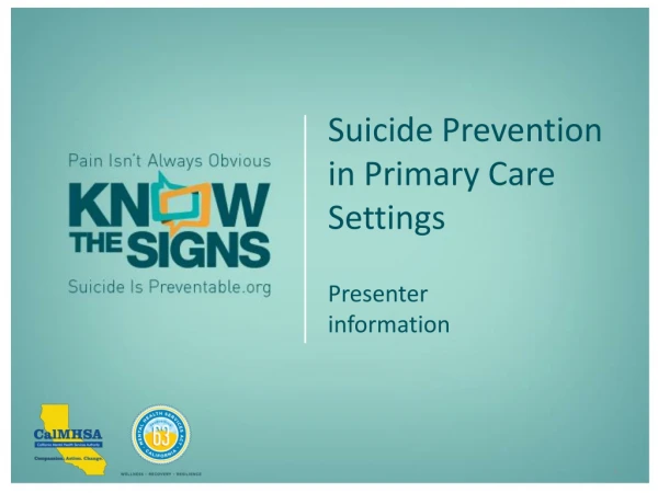 Suicide Prevention in Primary Care Settings