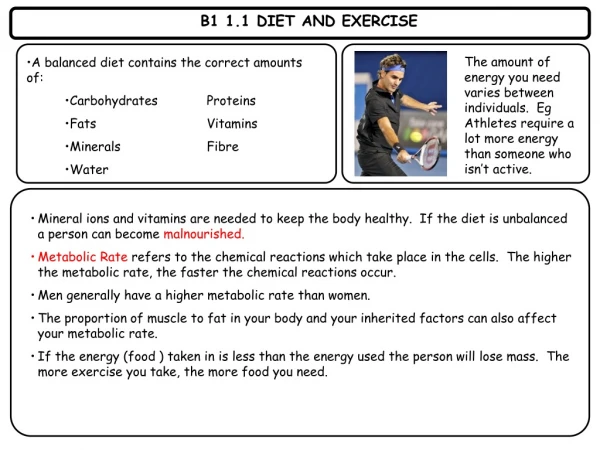 B1 1.1 DIET AND EXERCISE