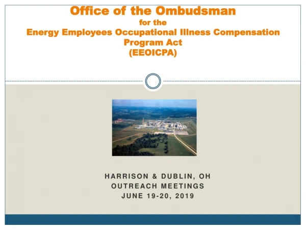 Harrison &amp; Dublin, oh Outreach meetings June 19-20, 2019