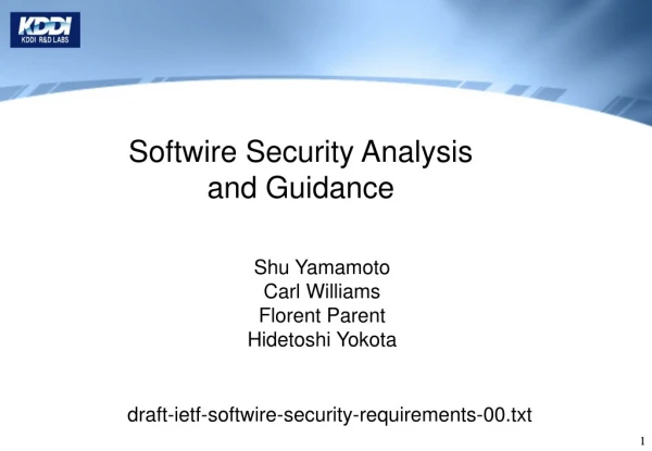 Softwire Security Analysis  and Guidance