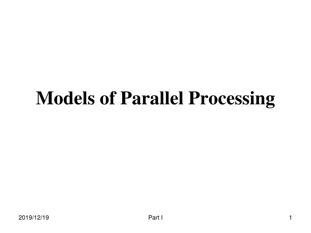 models of parallel processing