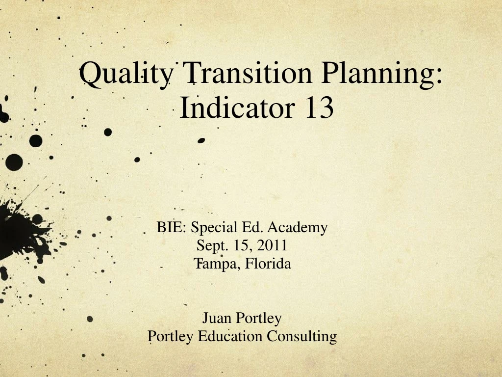 quality transition planning indicator 13