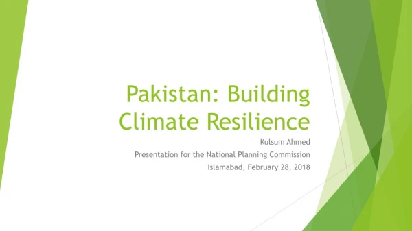 Pakistan: Building Climate Resilience
