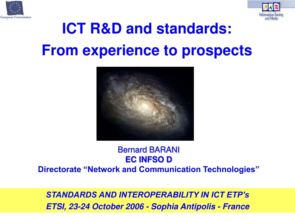 ict r d and standards from experience to prospects