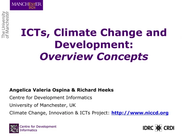 ICTs, Climate Change and Development: Overview Concepts