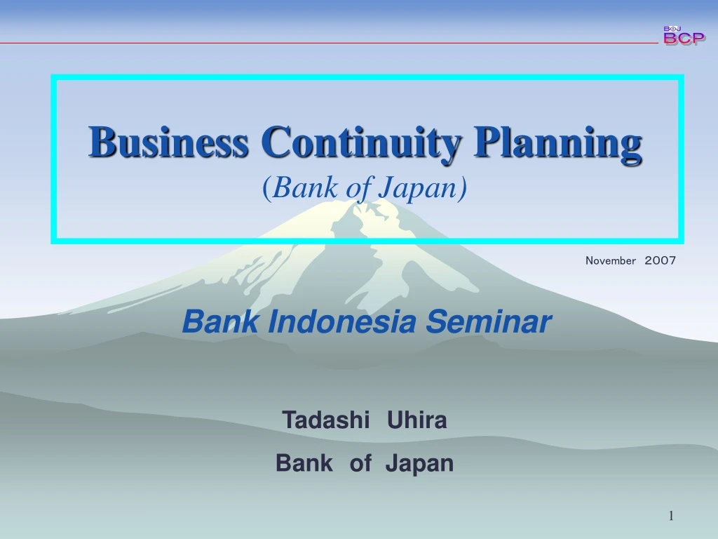 business continuity planning bank of japan