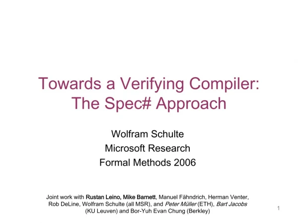 Towards a Verifying Compiler: The Spec# Approach