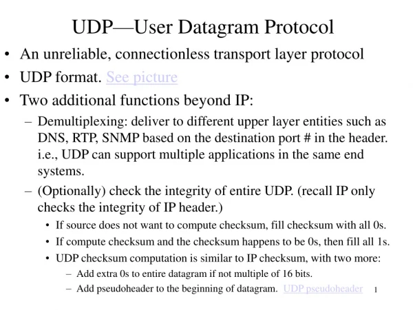 UDP—User Datagram Protocol
