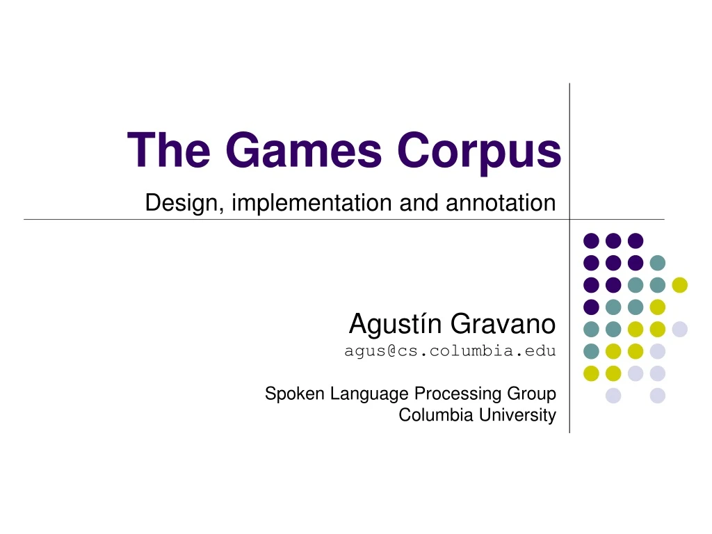 the games corpus