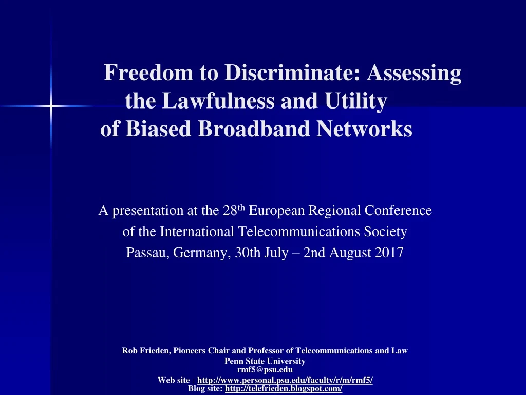 freedom to discriminate assessing the lawfulness and utility of biased broadband networks