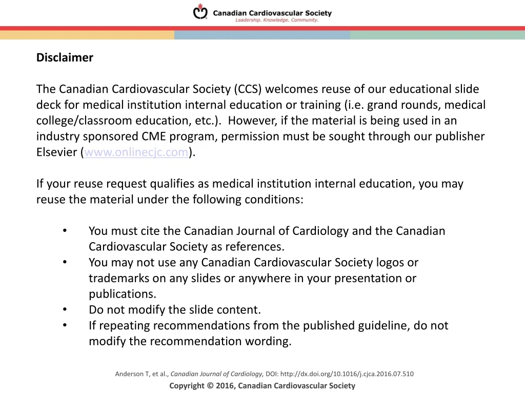 disclaimer the canadian cardiovascular society