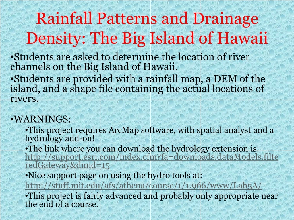 rainfall patterns and drainage density the big island of hawaii