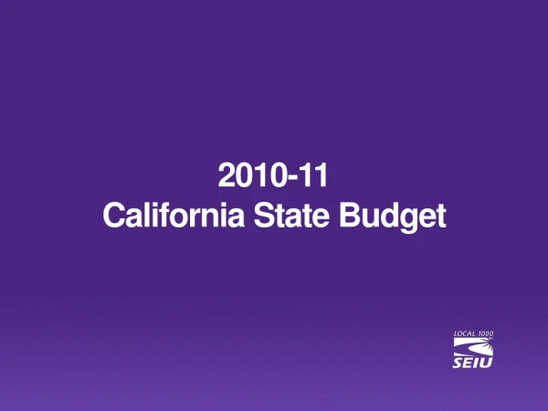 2010-11  California State Budget