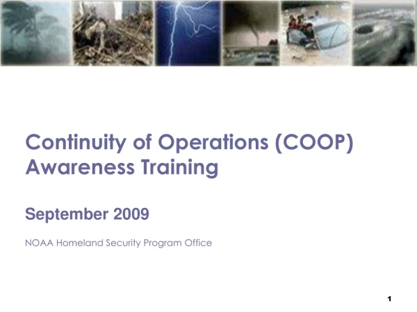 Continuity of Operations (COOP) Awareness Training September 2009