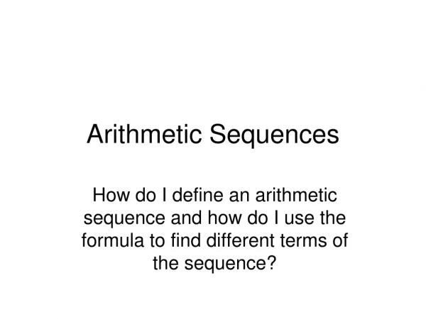 Arithmetic Sequences