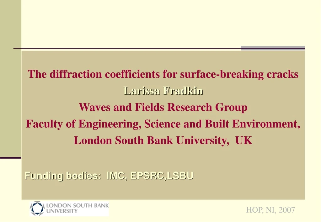 the diffraction coefficients for surface breaking