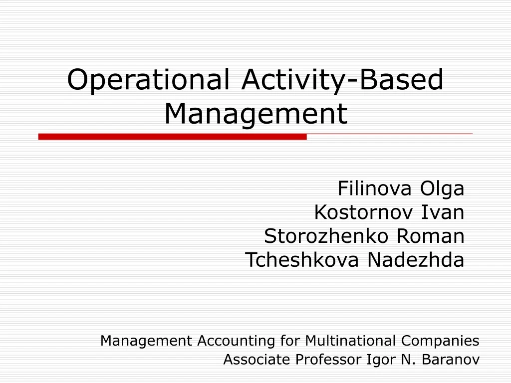 operational activity based management