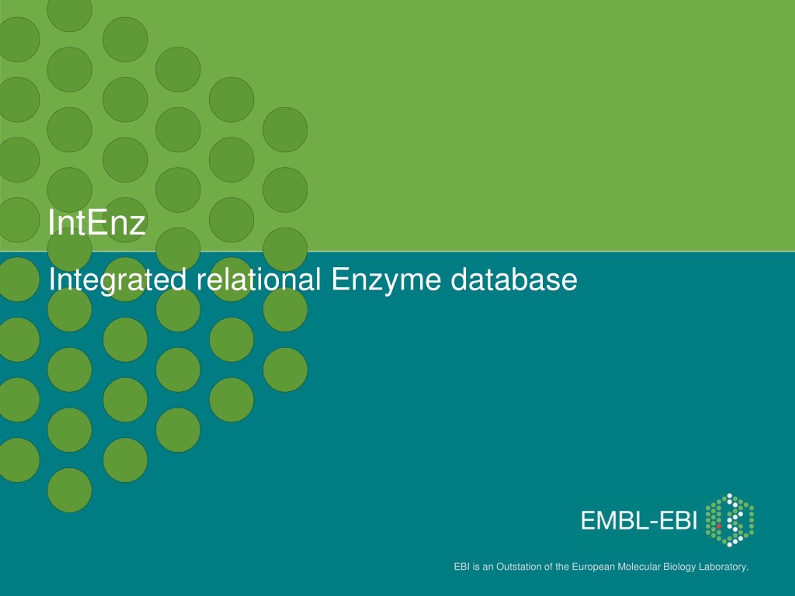 IntEnz - Integrated Relational Enzyme Database - slide 1