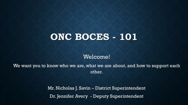 ONC BOCES - 101