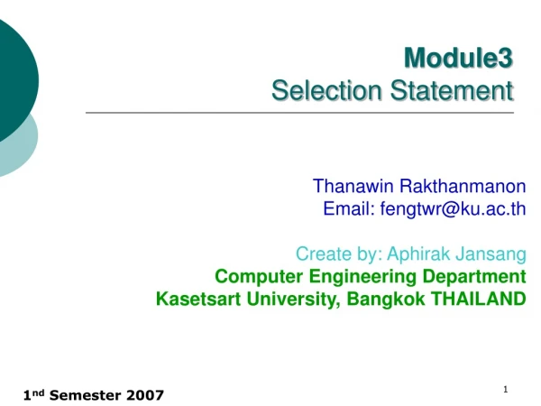 Module 3 Selection Statement