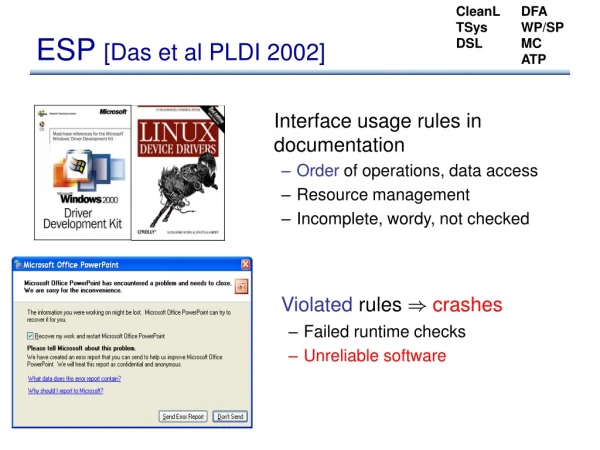 ESP  [Das et al PLDI 2002]