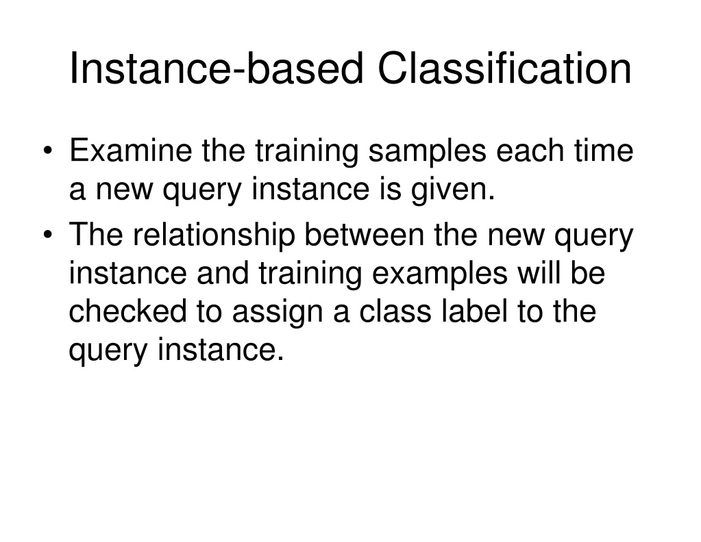 instance based classification