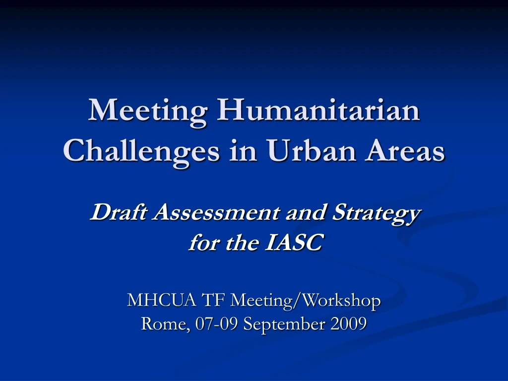 meeting humanitarian challenges in urban areas